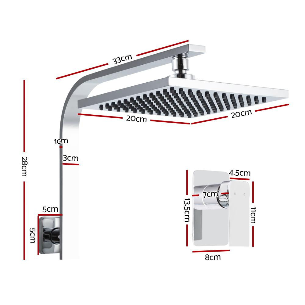 WElS 8’’ Rain Shower Head Mixer Square High Pressure Wall Arm DIY Chrome Tap & Fast shipping On sale