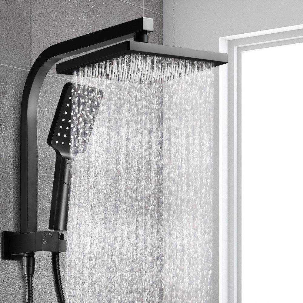 WELS 8’’ Rain Shower Head Set Square Handheld High Pressure Wall Black Tap & Fast shipping On sale