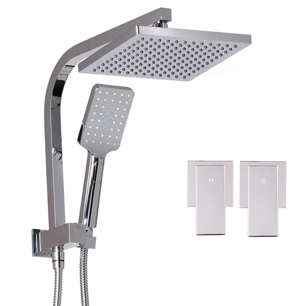 WELS 8’’ Rain Shower Head Taps Square Handheld High Pressure Wall Chrome Tap & Fast shipping On sale