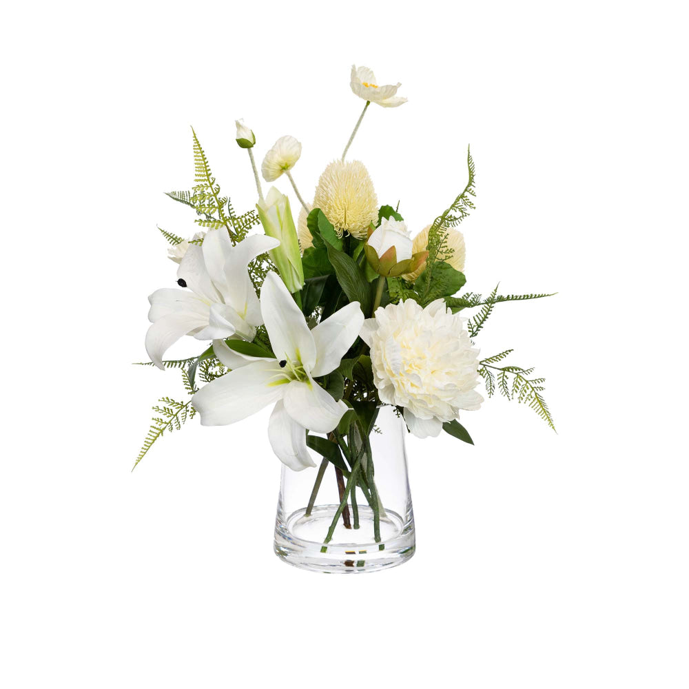 White Liliy 48cm Mixed Artificial Plant Flower Arrangement Decorative Fast shipping On sale
