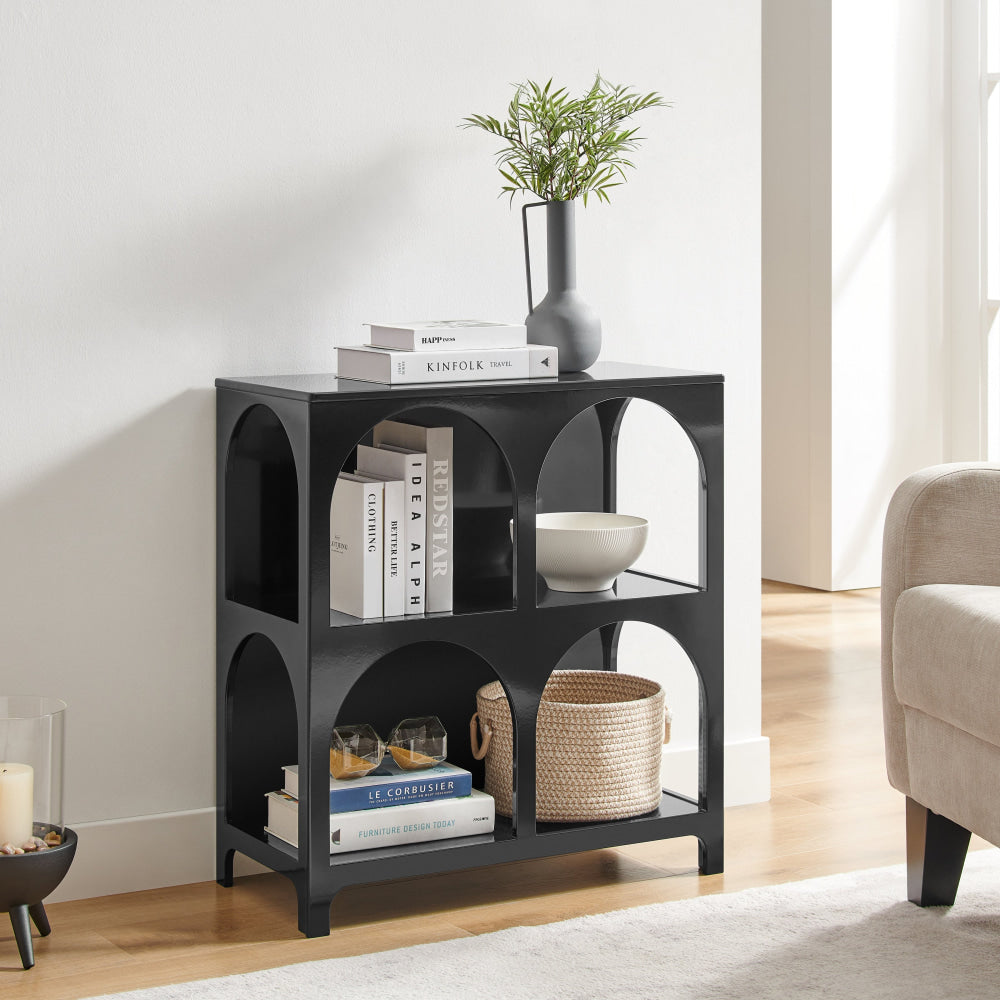 Wilkins Arched Cube 2 X Levels Low Bookcase Display Shelves Black Fast shipping On sale