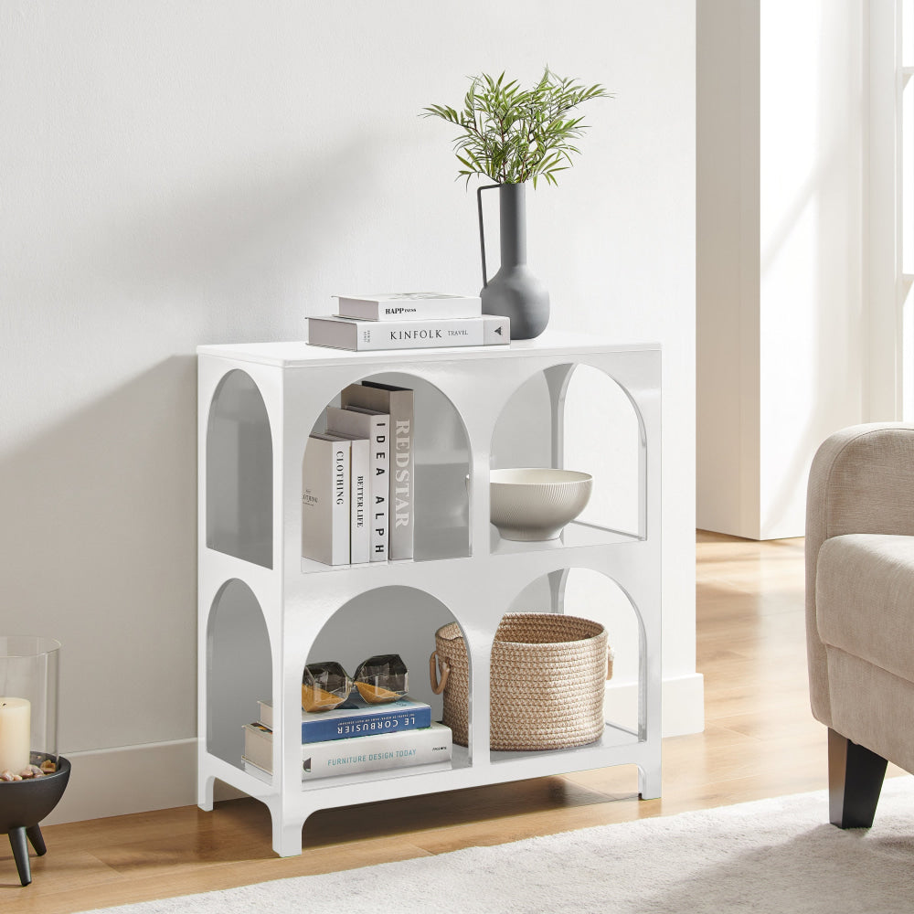 Wilkins Arched Cube 2 X Levels Low Bookcase Display Shelves White Fast shipping On sale