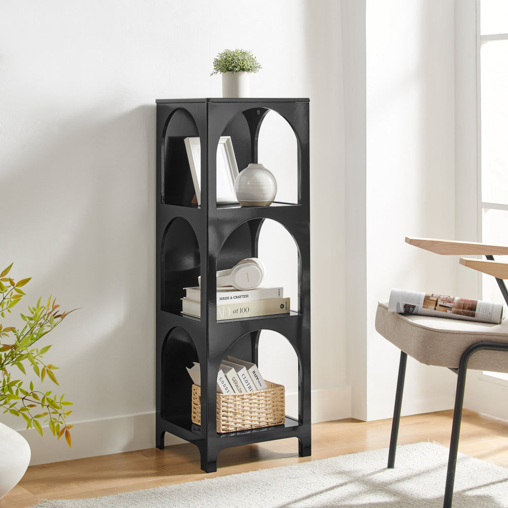 Wilkins Arched Cube 3-Levels Tall Bookcase Display Shelves Black Fast shipping On sale