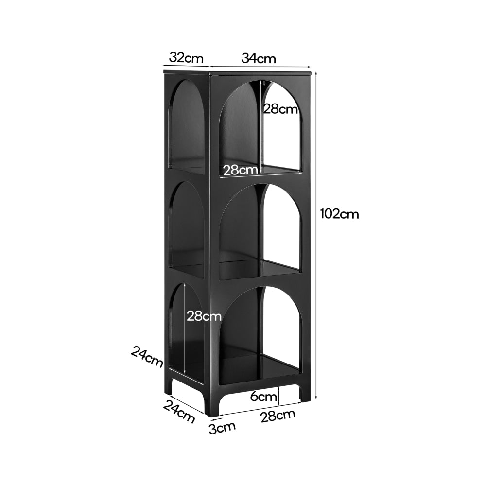 Wilkins Arched Cube 3-Levels Tall Bookcase Display Shelves Black Fast shipping On sale