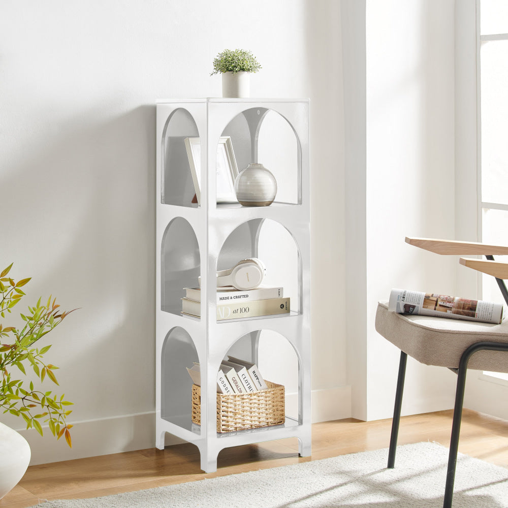 Wilkins Arched Cube 3-Levels Tall Bookcase Display Shelves White Fast shipping On sale