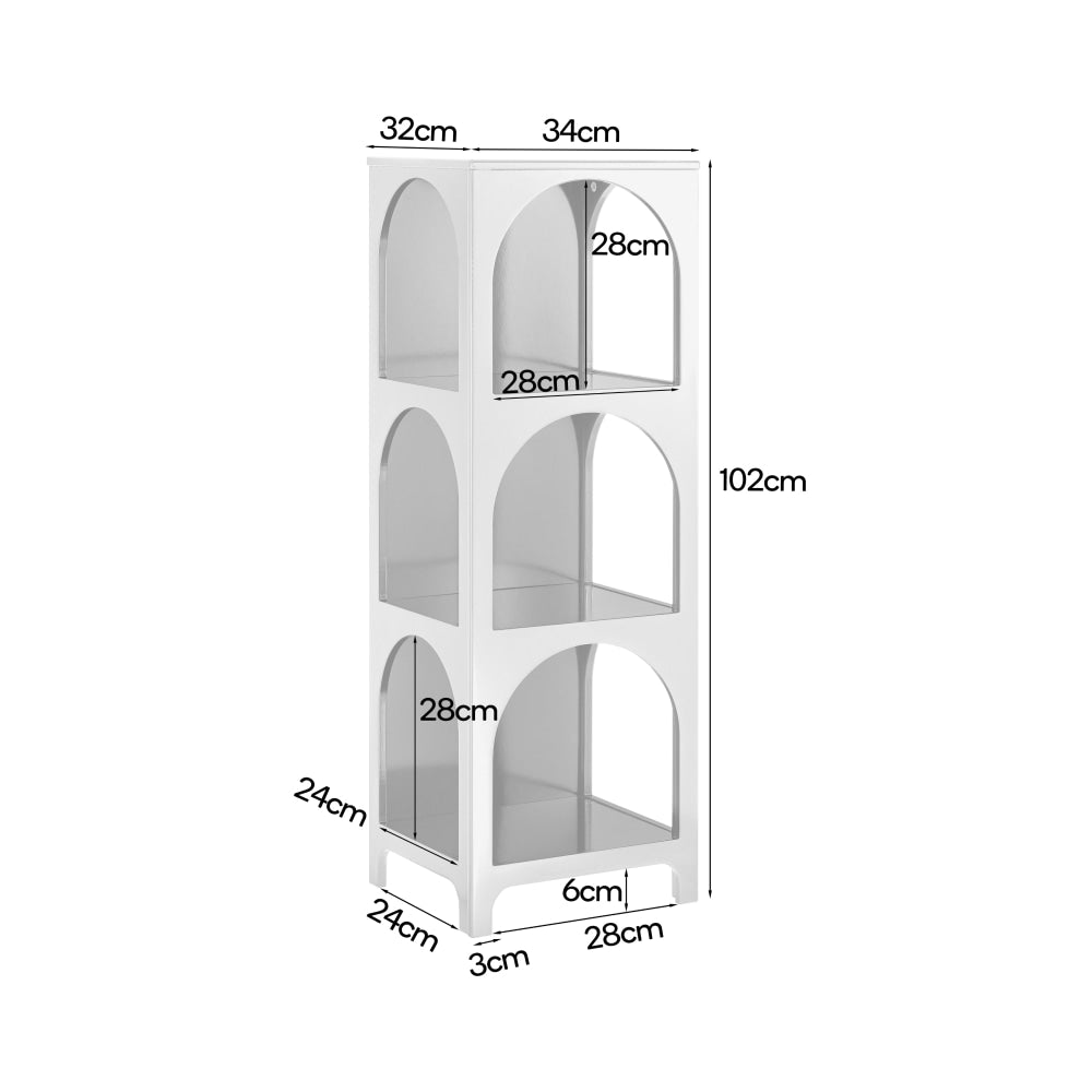 Wilkins Arched Cube 3-Levels Tall Bookcase Display Shelves White Fast shipping On sale