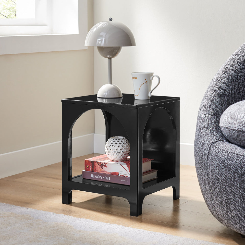 Wilkins Arched Cube End Lamp Side Table Open Shelf Black Fast shipping On sale