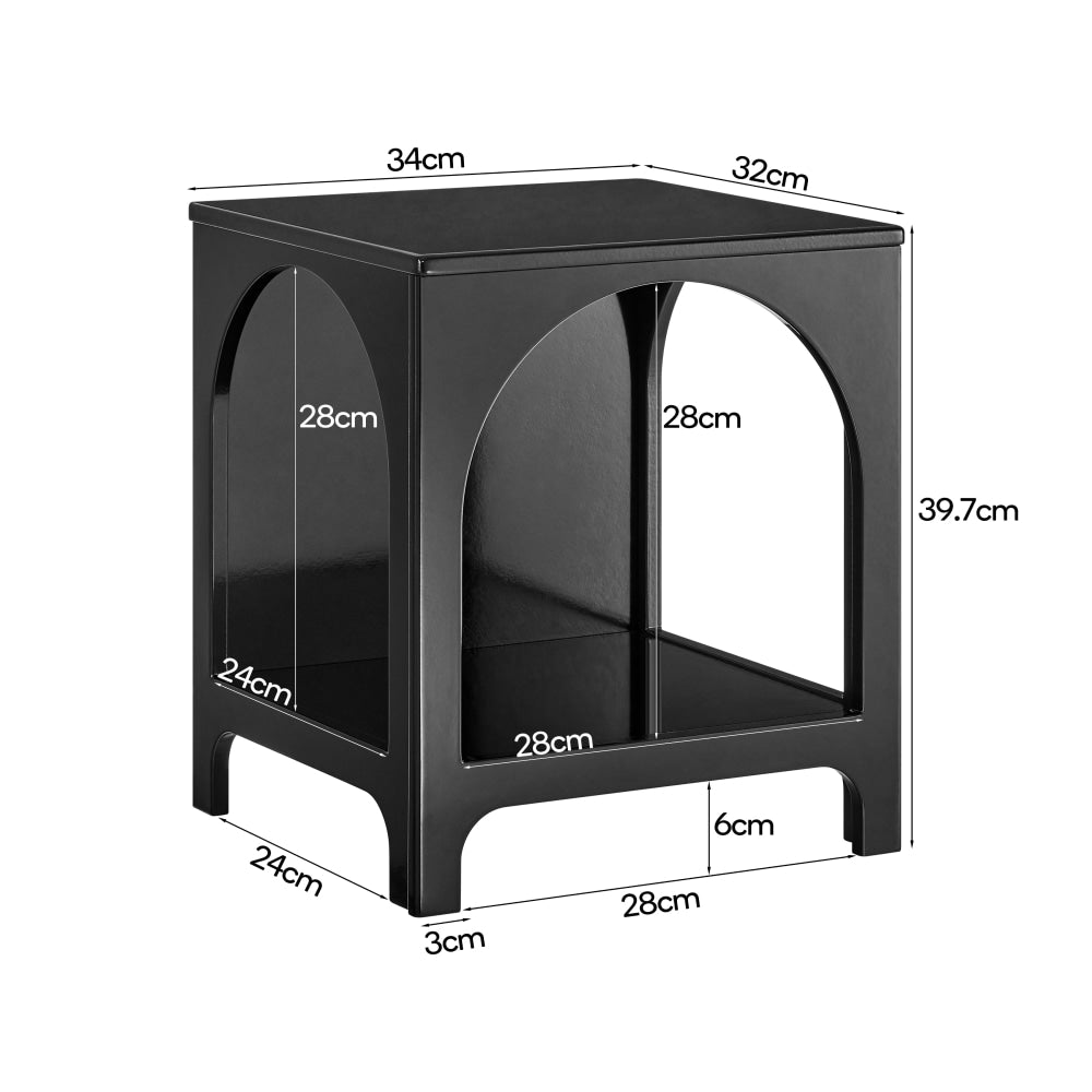 Wilkins Arched Cube End Lamp Side Table Open Shelf Black Fast shipping On sale