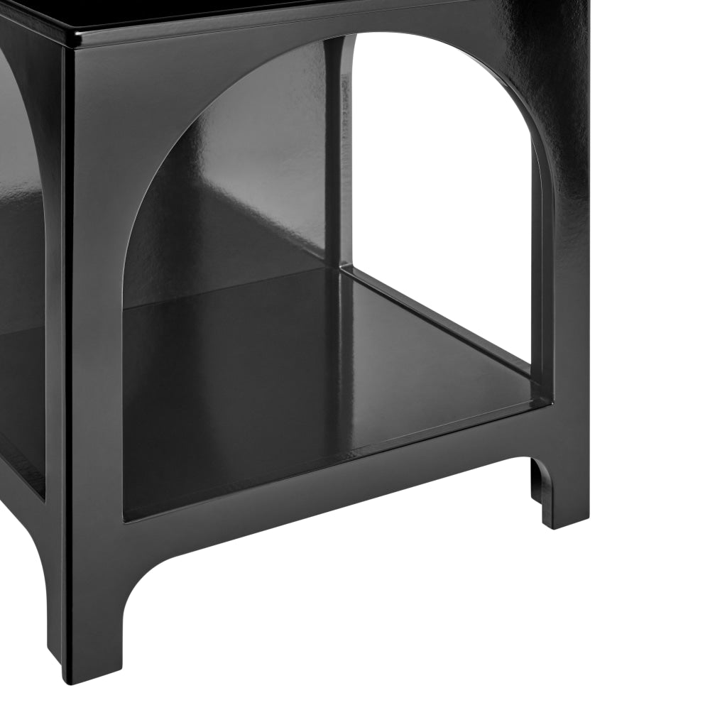 Wilkins Arched Cube End Lamp Side Table Open Shelf Black Fast shipping On sale