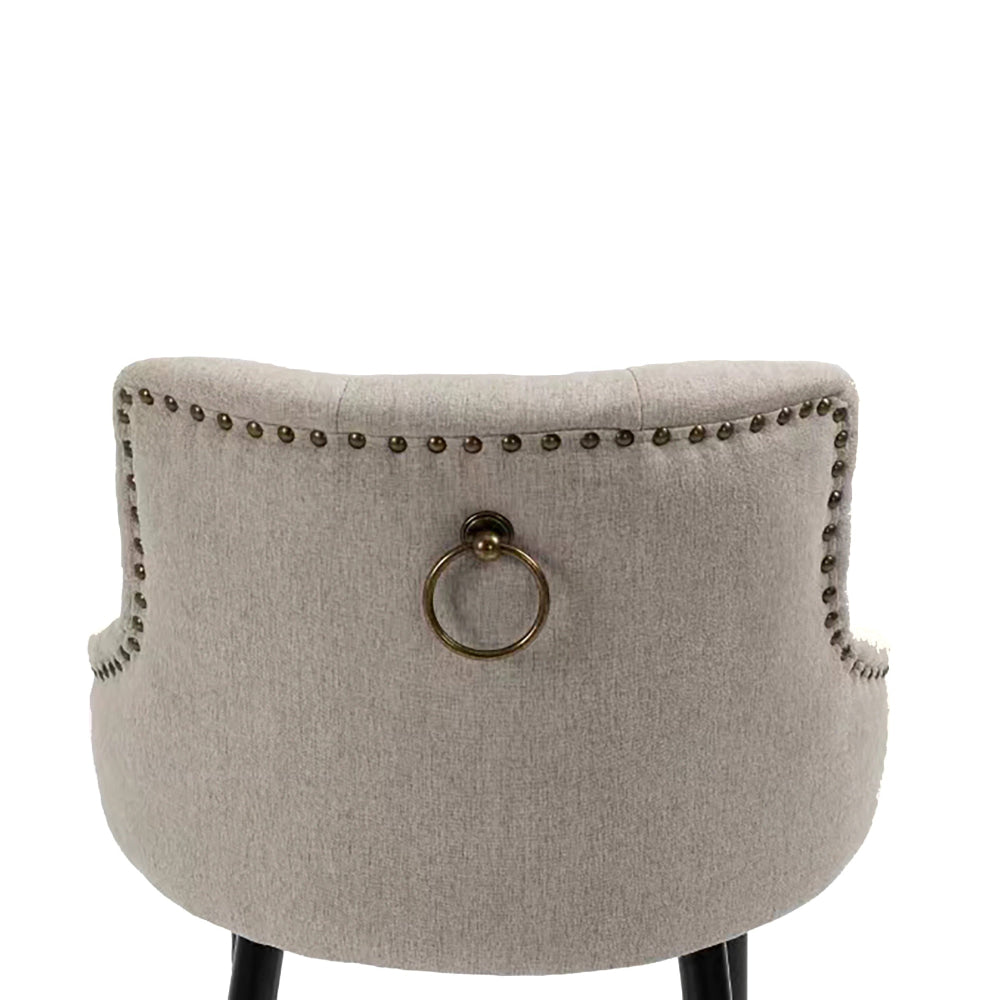 Will Fabric Kitchen Counter Bar Stool W/ Brass Gold Studs & Handles - Beige Fast shipping On sale