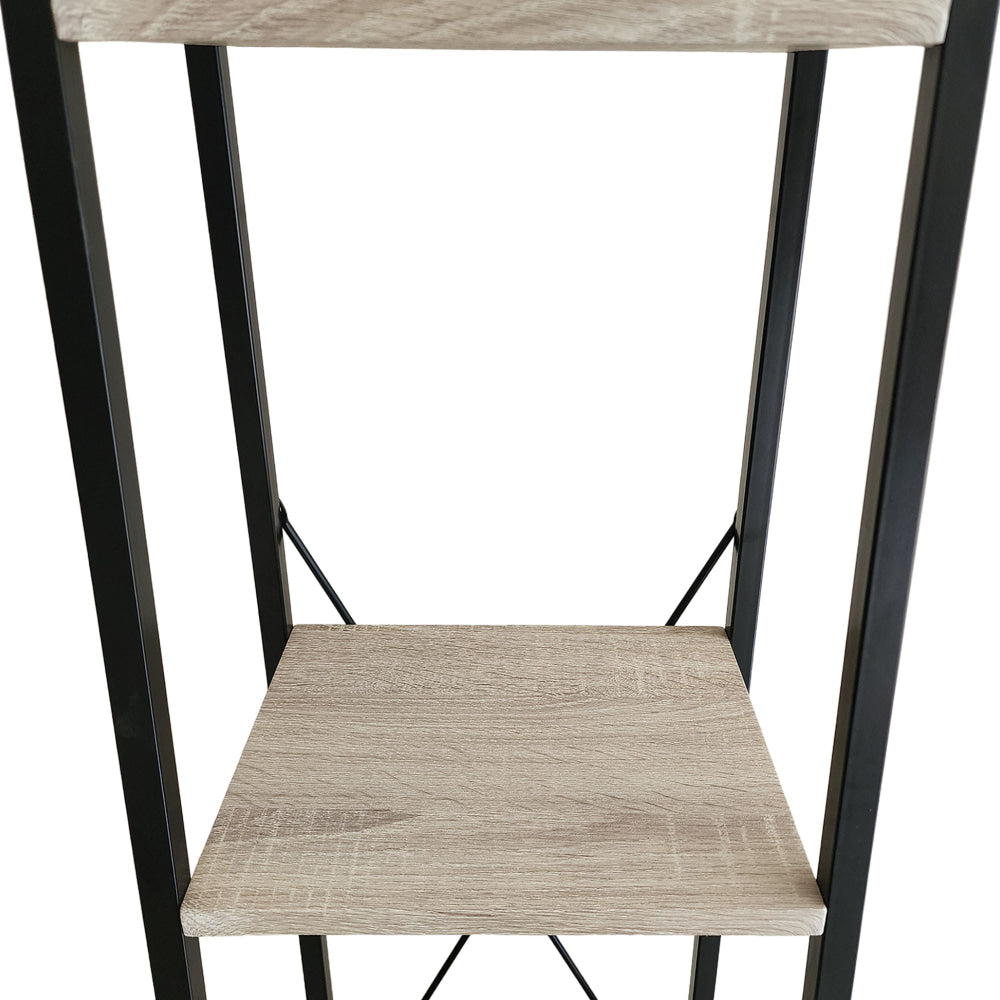 4-Tier Natural Wood and Black Bookshelf - Tall Modern Carbon Steel Storage Rack Bookcase Fast shipping On sale