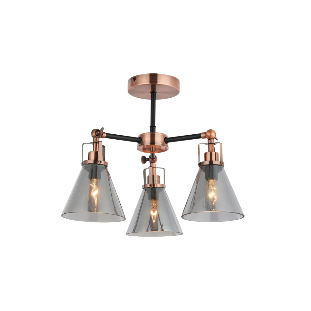 Willis Modern 3-Lights Ceiling Lamp Glass Shade Antique Copper/Smoky Light Fast shipping On sale