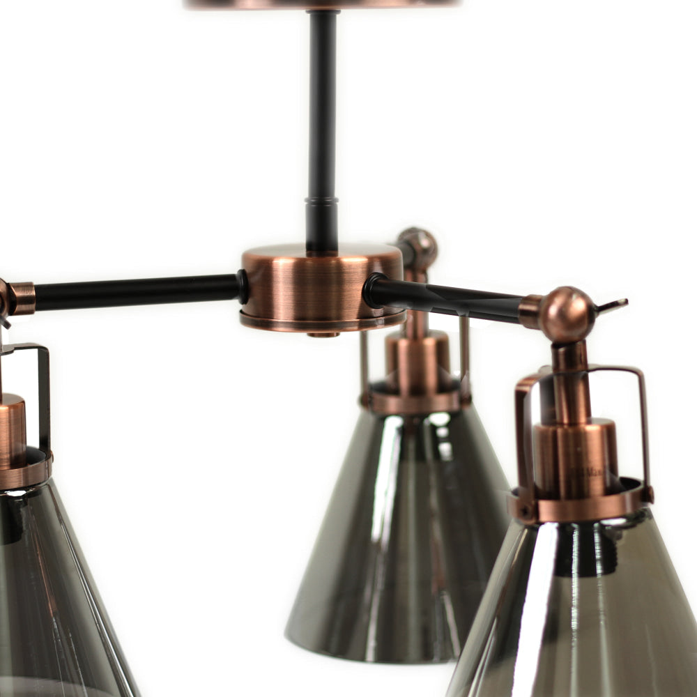 Willis Modern 3-Lights Ceiling Lamp Glass Shade Antique Copper/Smoky Light Fast shipping On sale