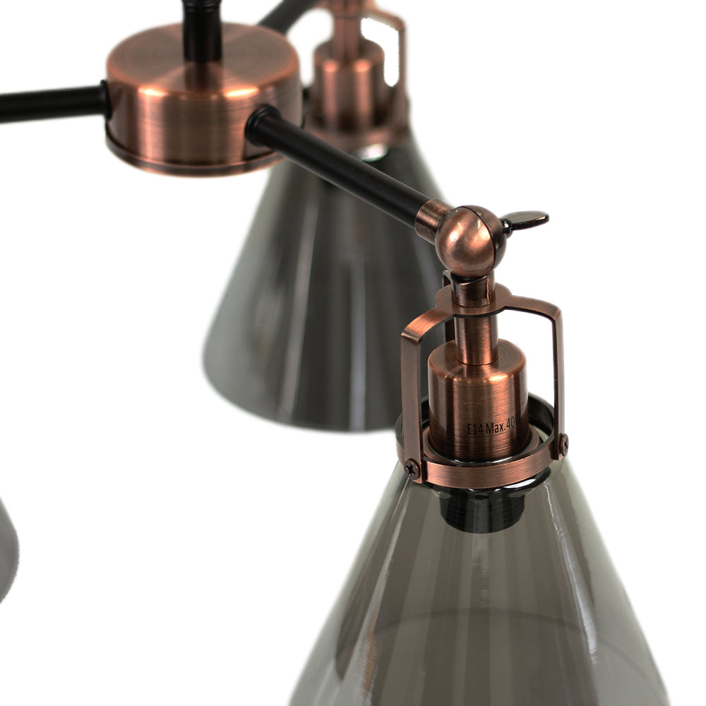 Willis Modern 3-Lights Ceiling Lamp Glass Shade Antique Copper/Smoky Light Fast shipping On sale