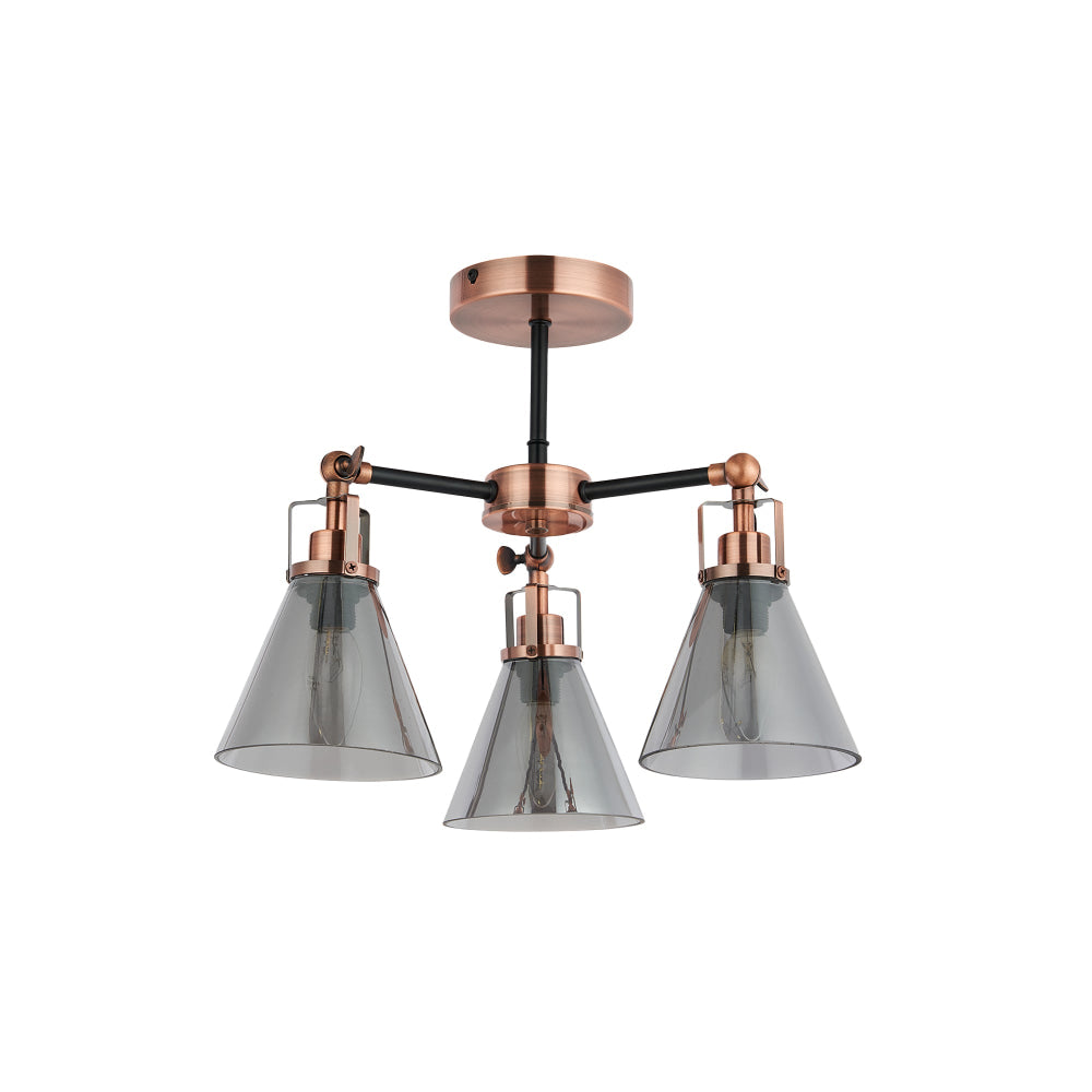 Willis Modern 3-Lights Ceiling Lamp Glass Shade Antique Copper/Smoky Light Fast shipping On sale