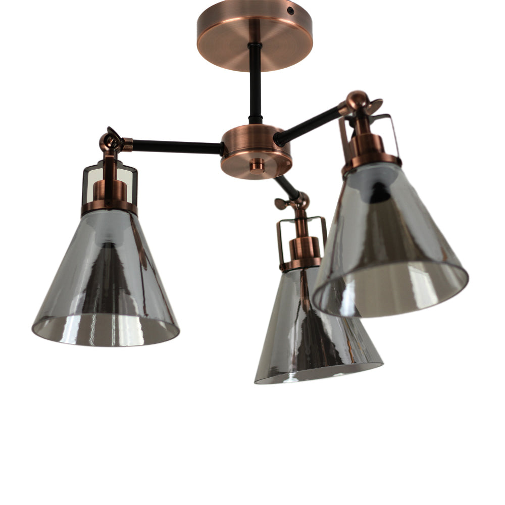 Willis Modern 3-Lights Ceiling Lamp Glass Shade Antique Copper/Smoky Light Fast shipping On sale