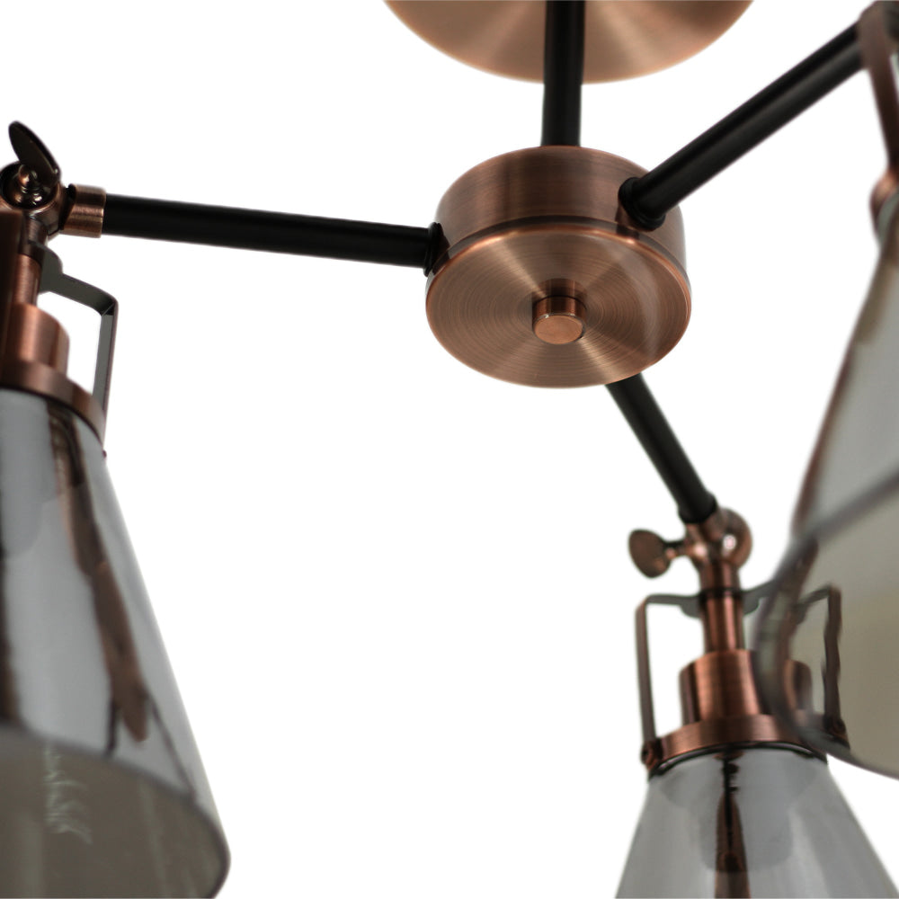 Willis Modern 3-Lights Ceiling Lamp Glass Shade Antique Copper/Smoky Light Fast shipping On sale