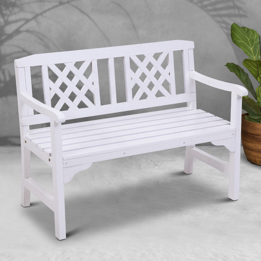 Wooden Garden Bench 2 Seat Patio Furniture Timber Outdoor Lounge Chair White Fast shipping On sale