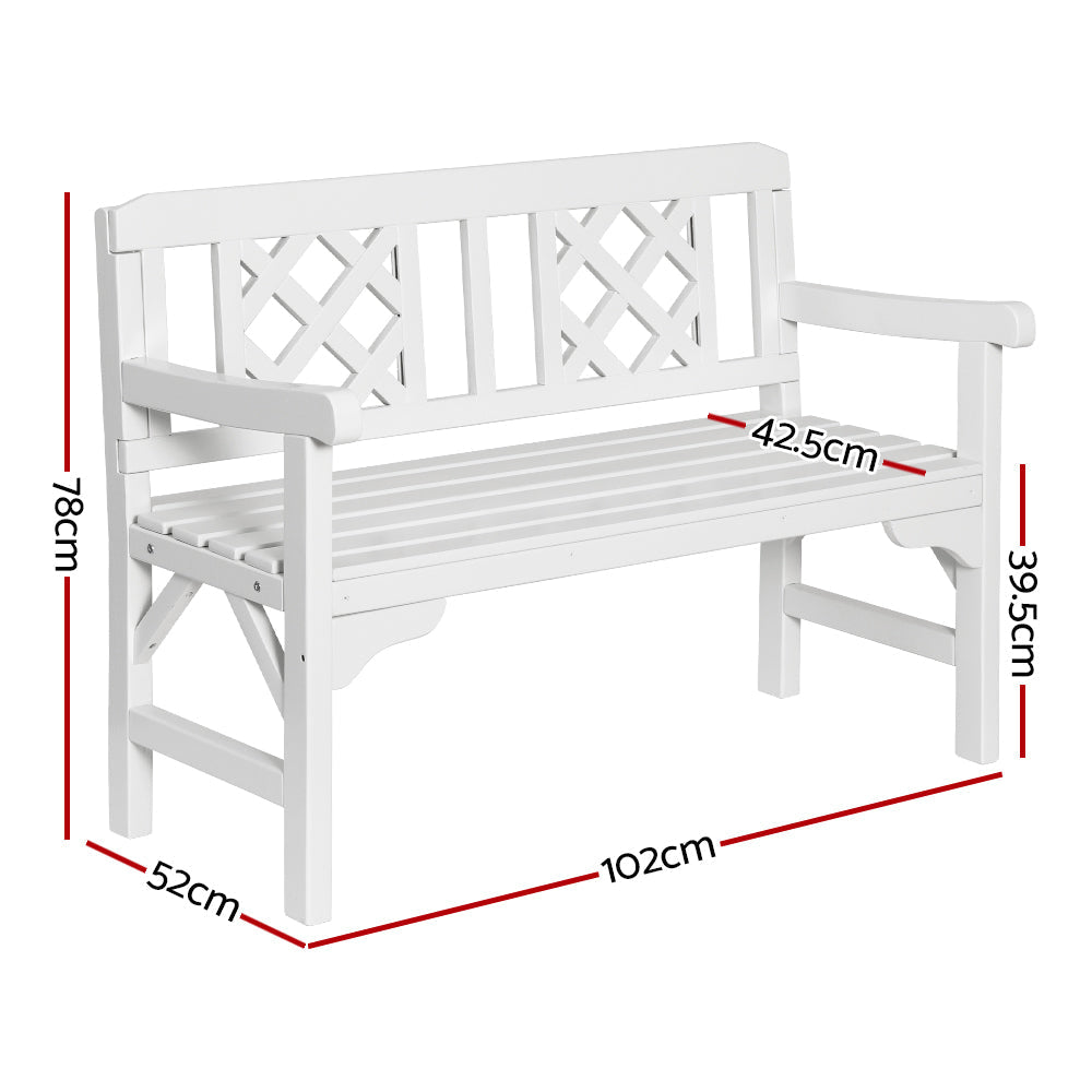 Wooden Garden Bench 2 Seat Patio Furniture Timber Outdoor Lounge Chair White Fast shipping On sale