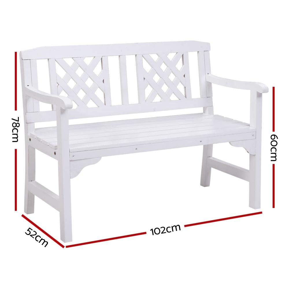 Wooden Garden Bench 2 Seat Patio Furniture Timber Outdoor Lounge Chair White Fast shipping On sale