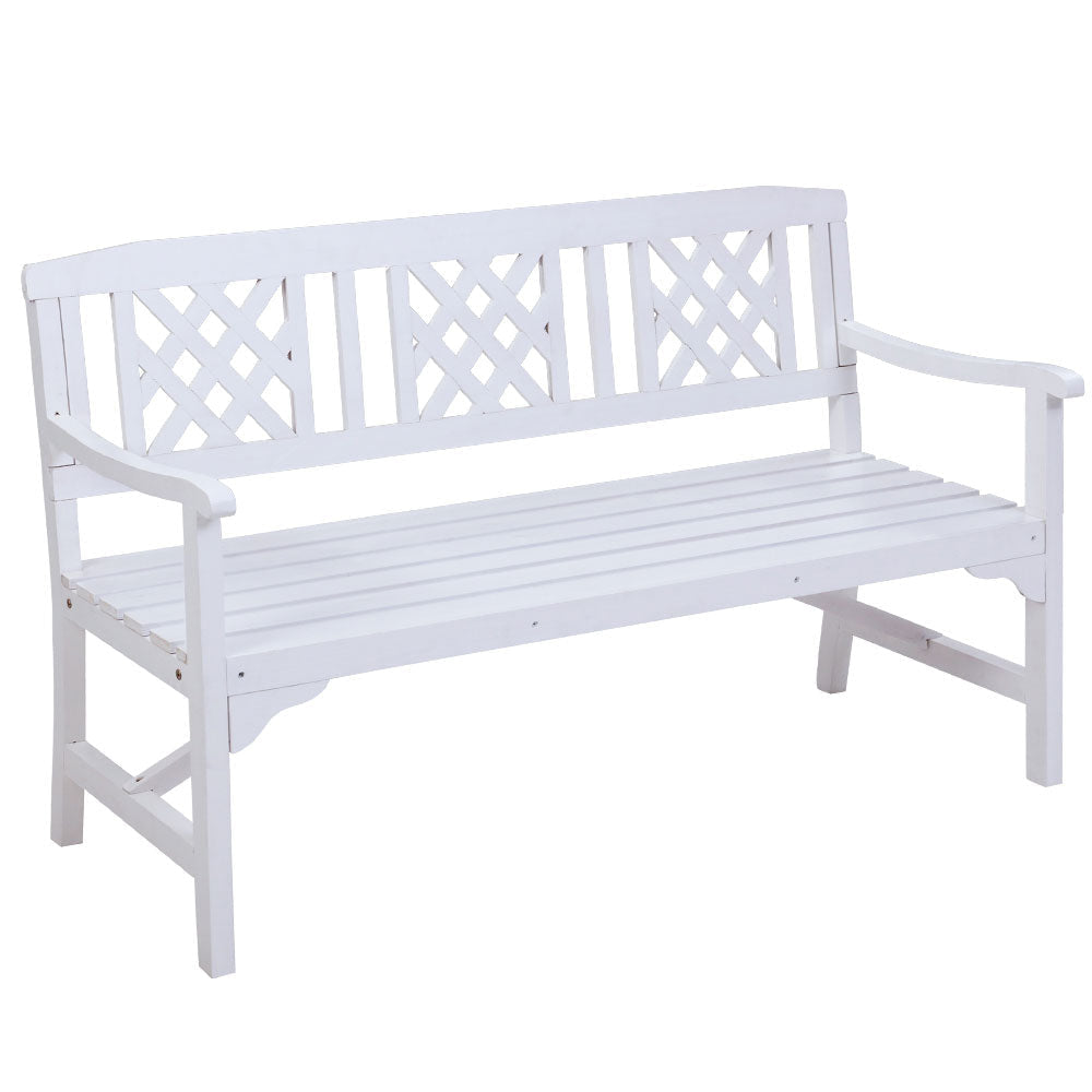 Wooden Garden Bench 3 Seat Patio Furniture Timber Outdoor Lounge Chair White Fast shipping On sale