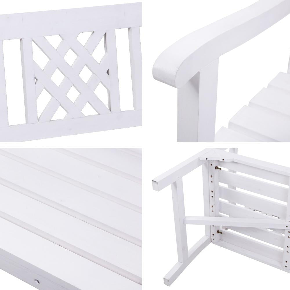 Wooden Garden Bench 3 Seat Patio Furniture Timber Outdoor Lounge Chair White Fast shipping On sale