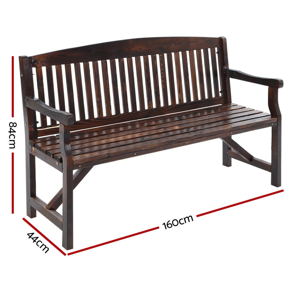 Wooden Garden Bench Chair Natural Outdoor Furniture Décor Patio Deck 3 Seater Fast shipping On sale