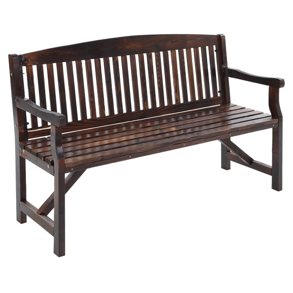 Wooden Garden Bench Chair Natural Outdoor Furniture Décor Patio Deck 3 Seater Fast shipping On sale