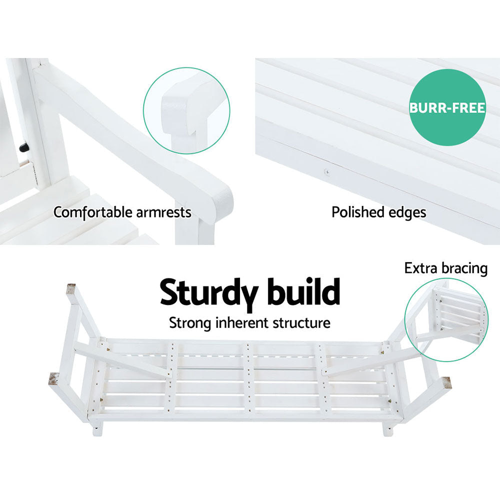 Wooden Garden Bench Chair Natural Outdoor Furniture Décor Patio Deck 3 Seater Fast shipping On sale