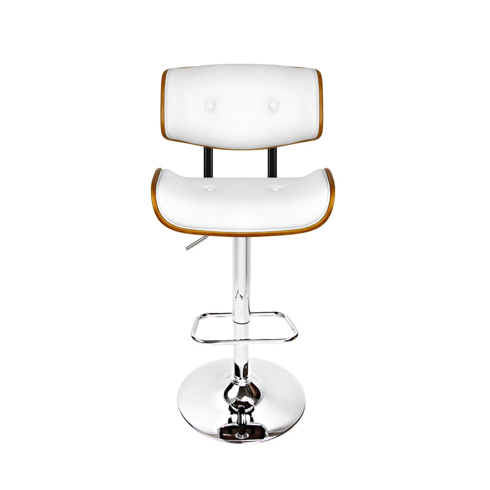Wooden Gas Lift Bar Stool - White and Chrome Fast shipping On sale