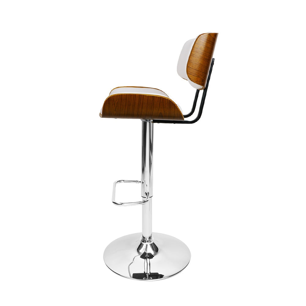 Wooden Gas Lift Bar Stool - White and Chrome Fast shipping On sale