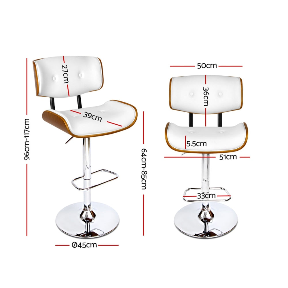 Wooden Gas Lift Bar Stool - White and Chrome Fast shipping On sale