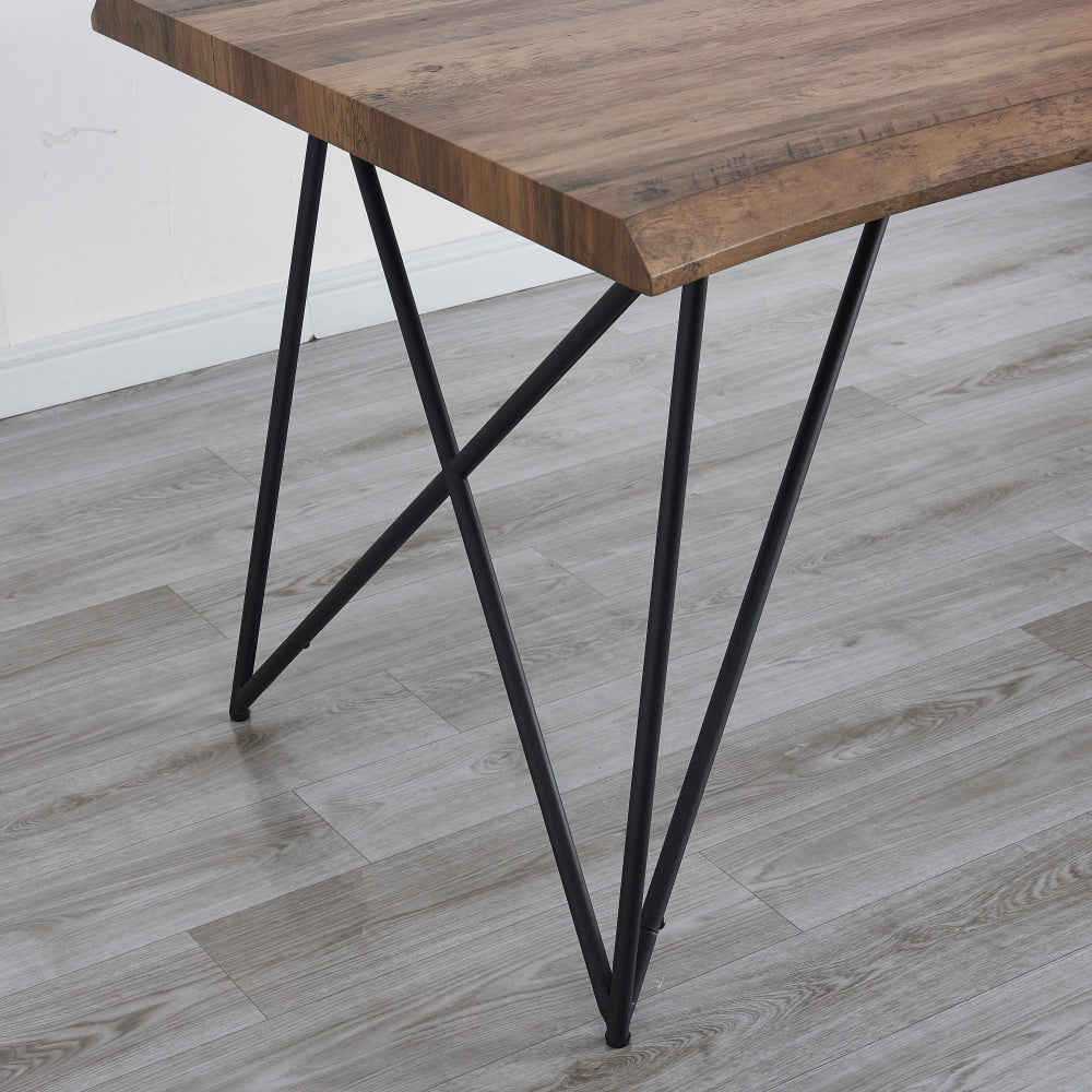 Wooden Rectangular Kitchen Dining Table 180cm Metal Legs Natural/Black Fast shipping On sale