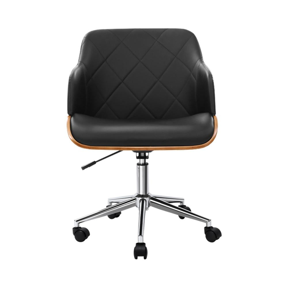 Wooden Office Chair Computer PU Leather Desk Chairs Executive Black Wood Fast shipping On sale