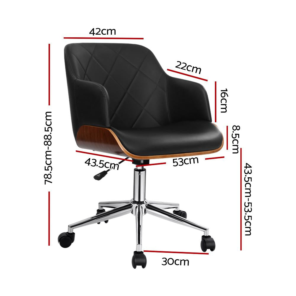 Wooden Office Chair Computer PU Leather Desk Chairs Executive Black Wood Fast shipping On sale