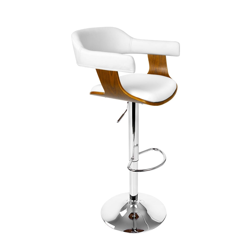 Wooden PU Leather Bar Stool - White and Chrome Fast shipping On sale