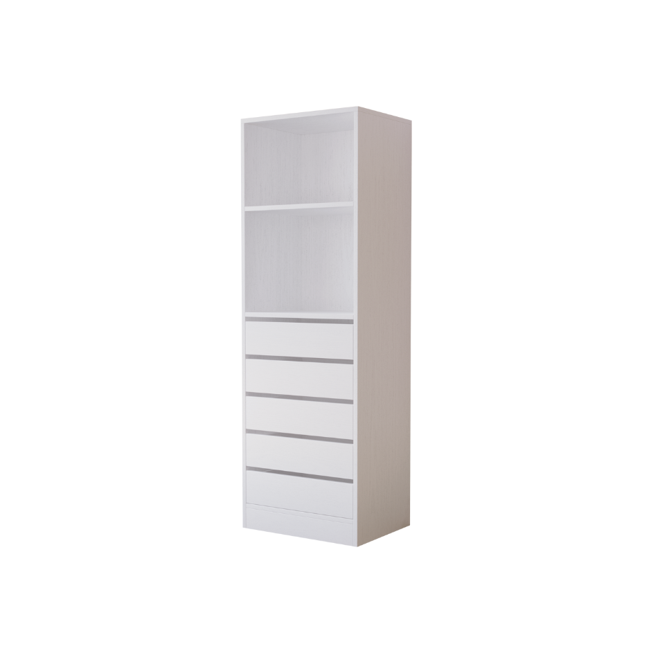 Wooden Stylish Modern Wardrobe Shelves With 5-Drawers 60cm - White Fast shipping On sale