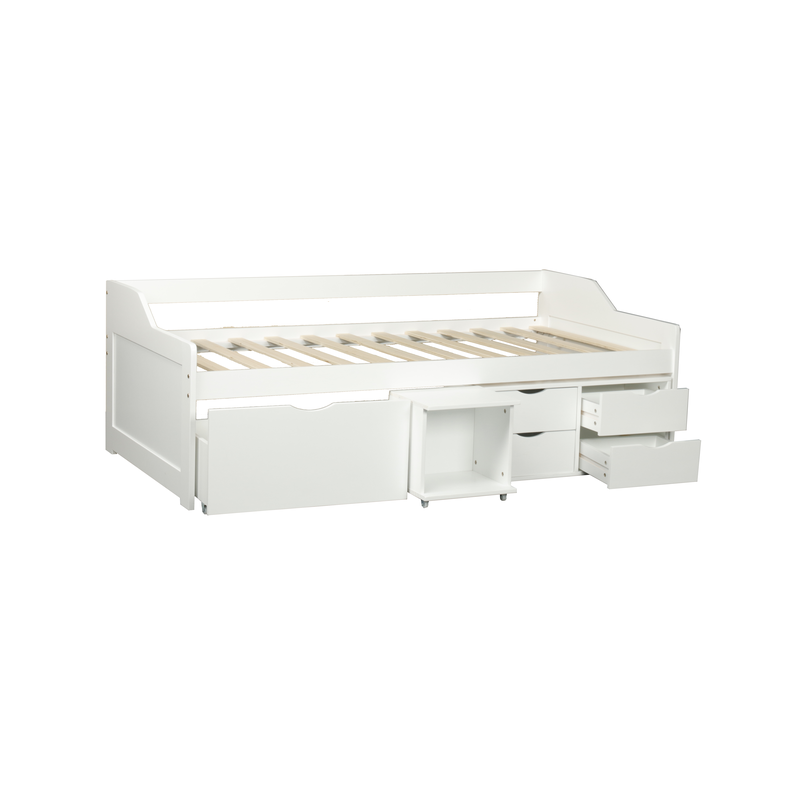 Wooden Timber Solid Pine Day Bed W/ Storage Drawers - White Frame Fast shipping On sale