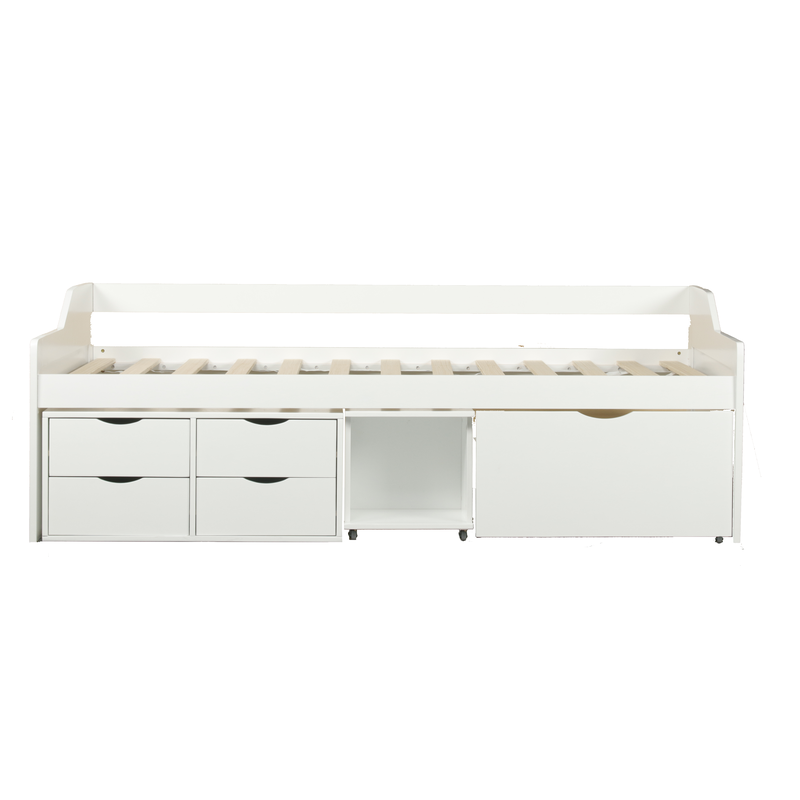 Wooden Timber Solid Pine Day Bed W/ Storage Drawers - White Frame Fast shipping On sale