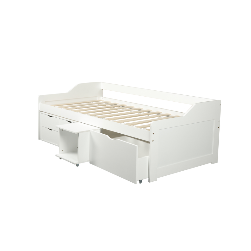 Wooden Timber Solid Pine Day Bed W/ Storage Drawers - White Frame Fast shipping On sale