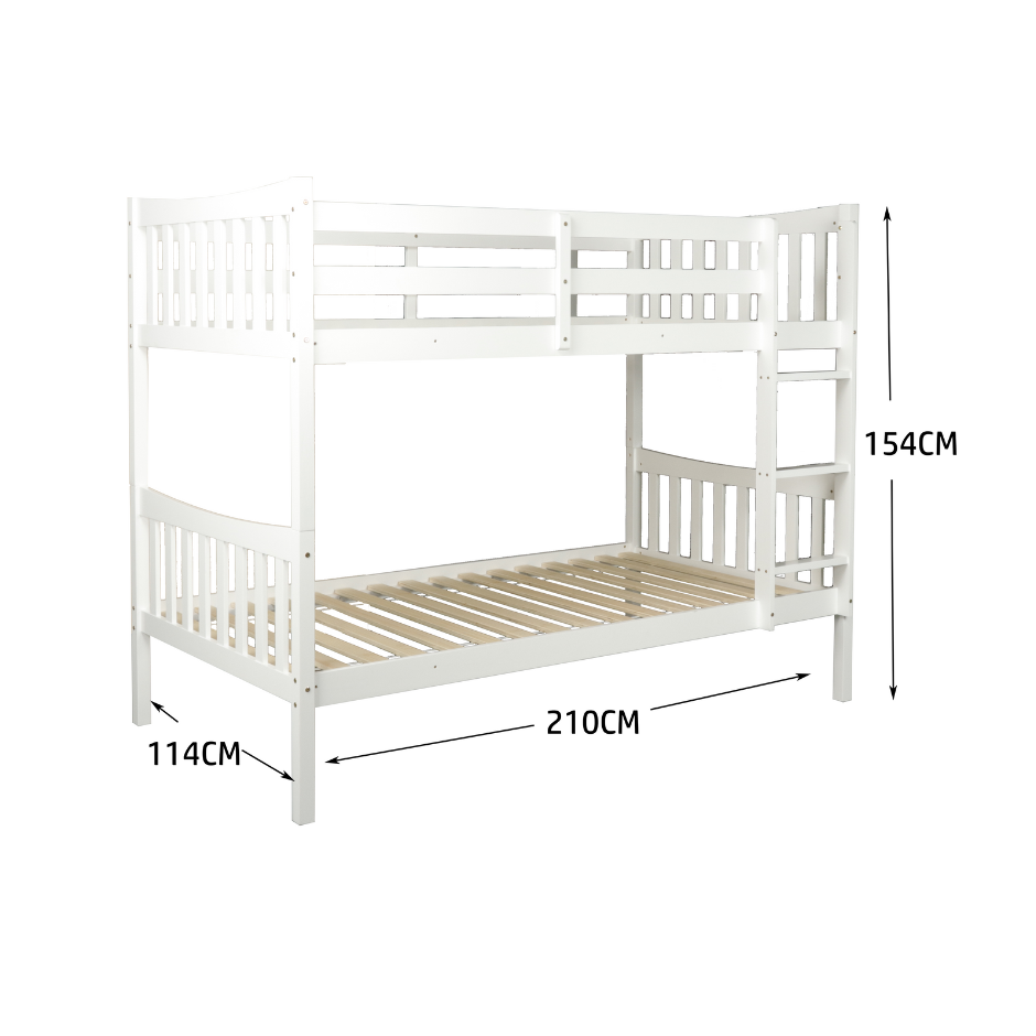 Wooden Timber Solid Pine King Single Size Bunk Bed Frame - White Fast shipping On sale