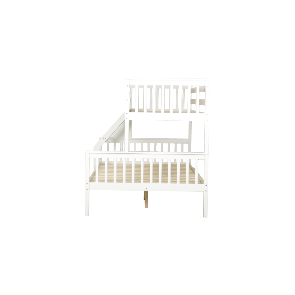 Wooden Timber Solid Pine Single Over Double Size Bunk Bed Frame - White Fast shipping On sale