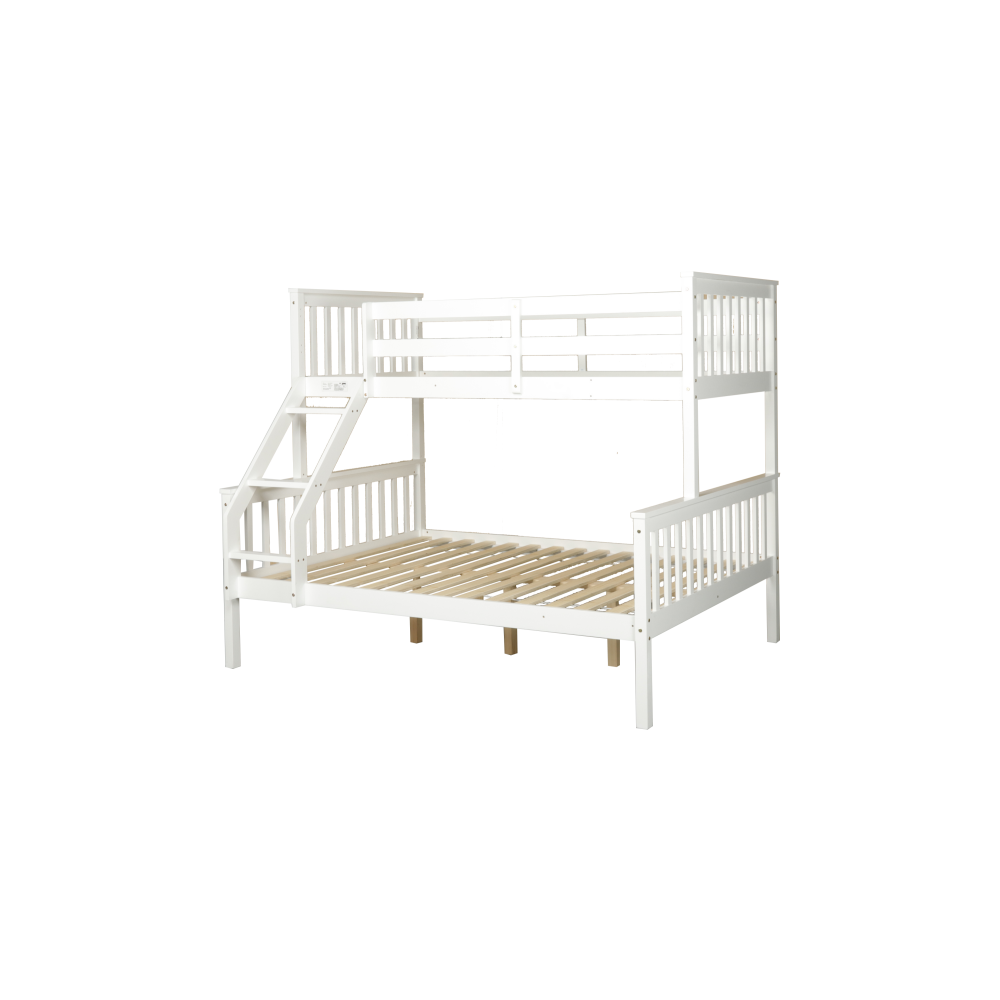 Wooden Timber Solid Pine Single Over Double Size Bunk Bed Frame - White Fast shipping On sale