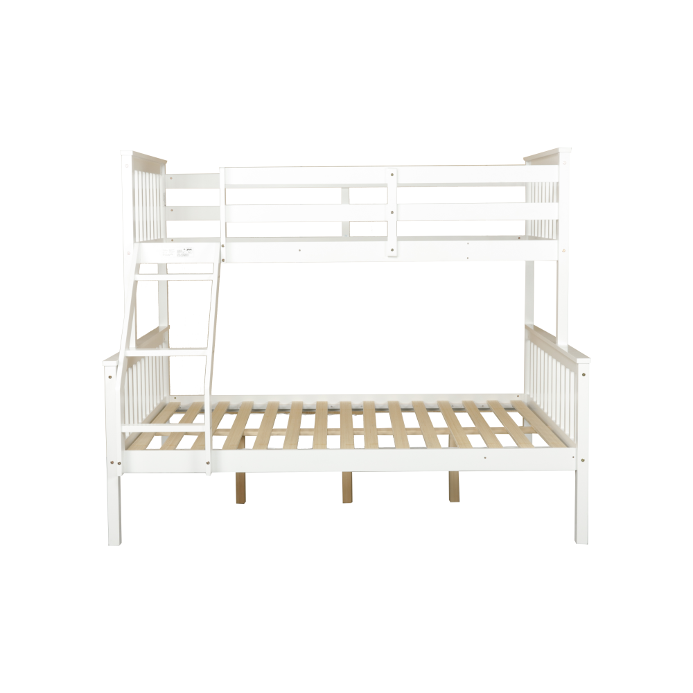 Wooden Timber Solid Pine Single Over Double Size Bunk Bed Frame - White Fast shipping On sale