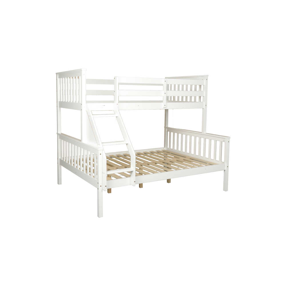 Wooden Timber Solid Pine Single Over Double Size Bunk Bed Frame - White Fast shipping On sale