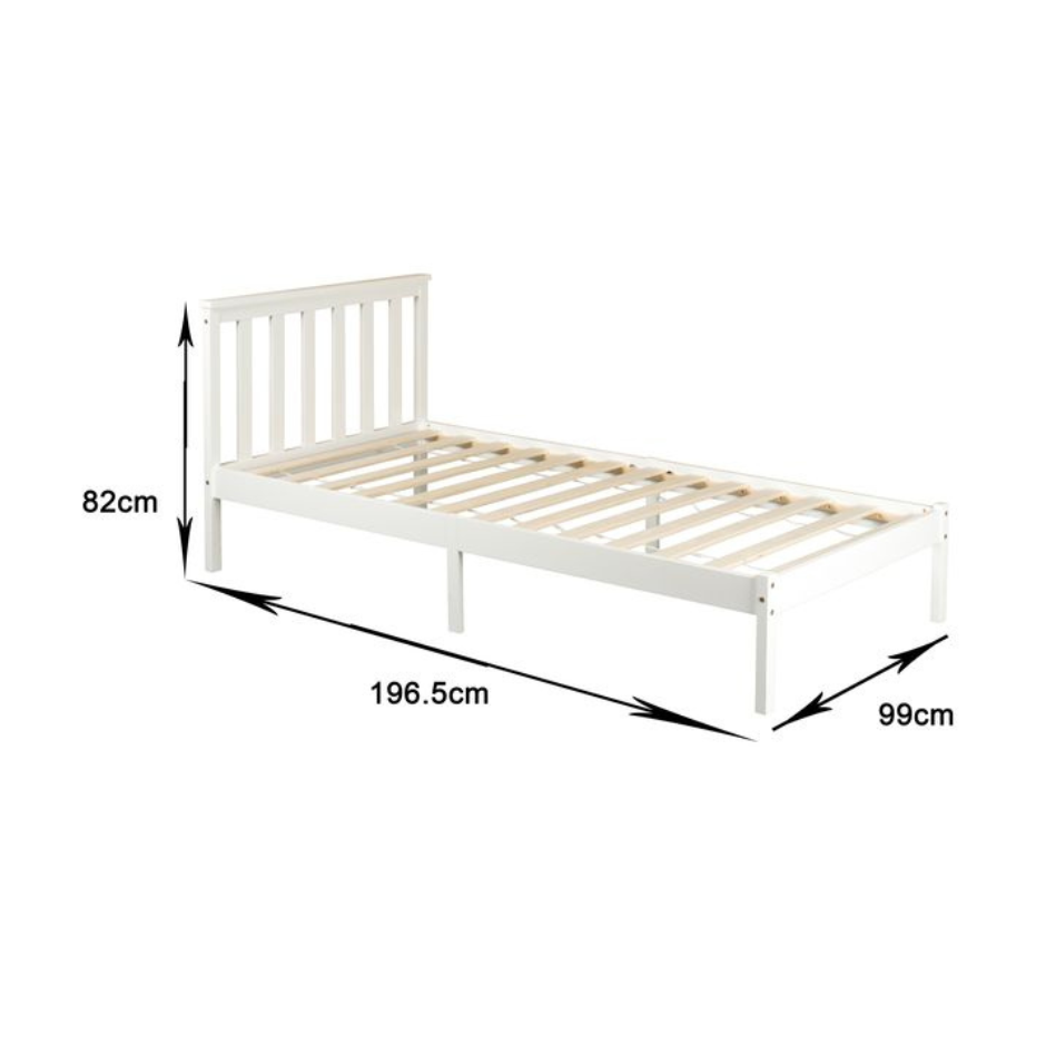 Wooden Timber Solid Pine Single Size Bed Frame - White Fast shipping On sale