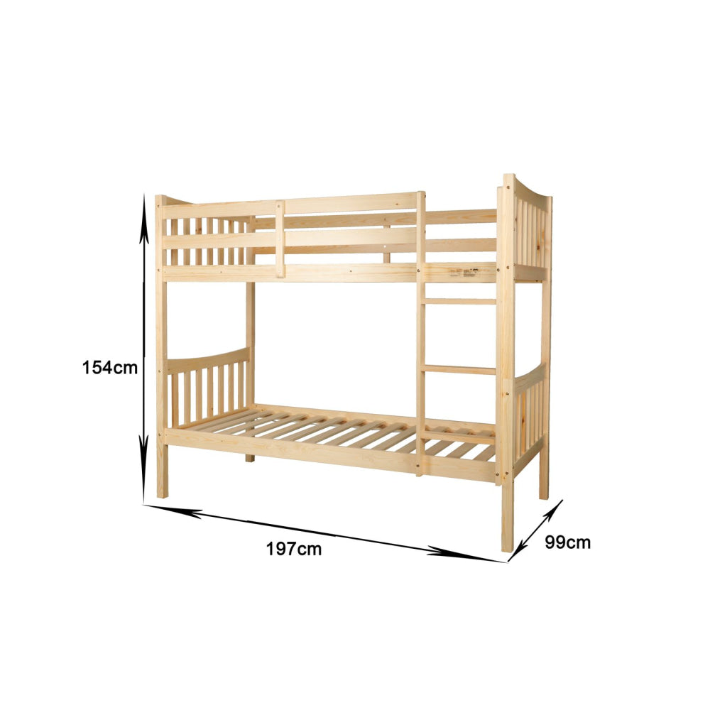 Wooden Timber Solid Pine Single Size Bunk Bed Frame - Oak Fast shipping On sale