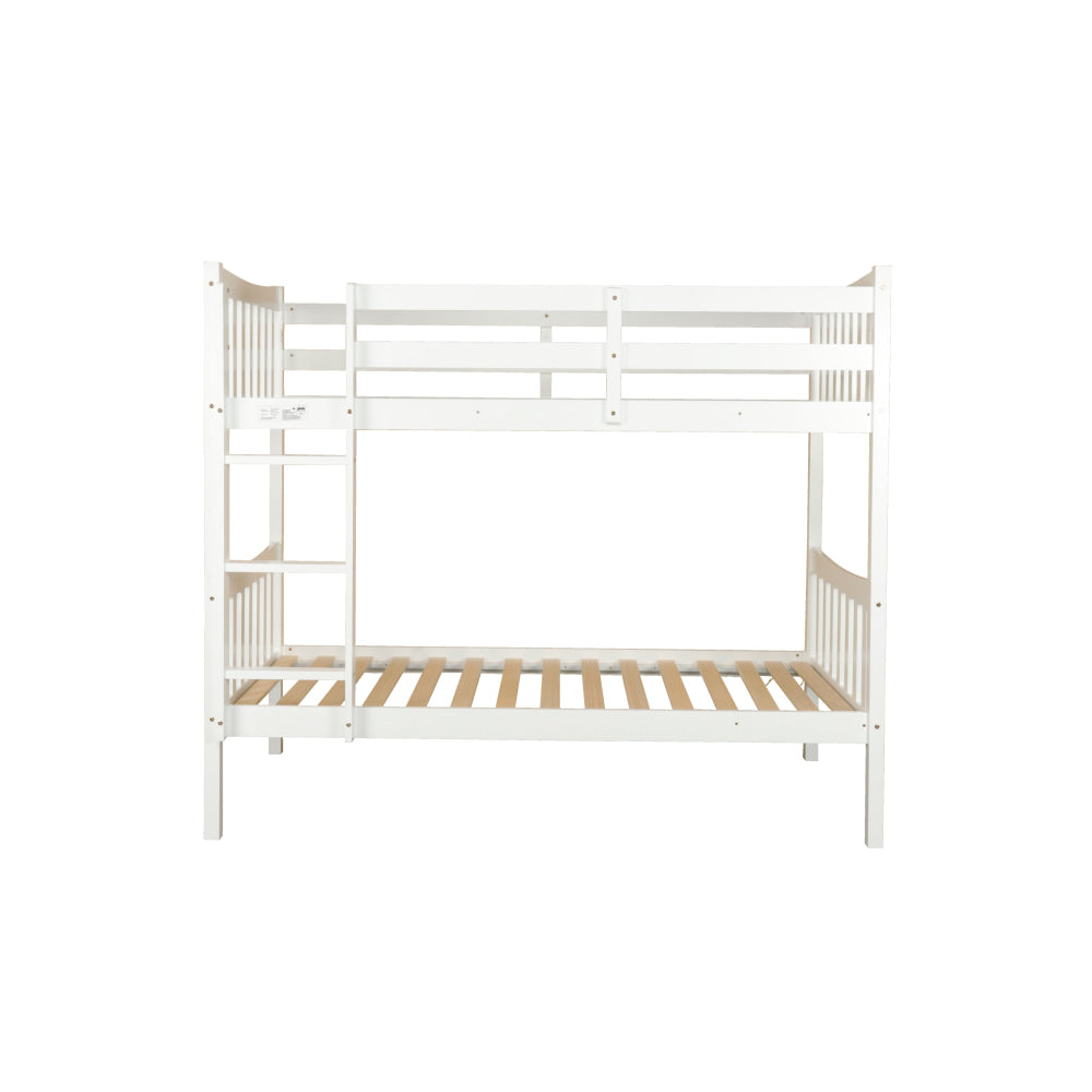 Wooden Timber Solid Pine Single Size Bunk Bed Frame - White Fast shipping On sale