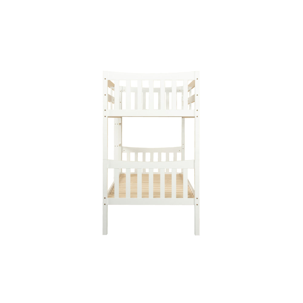 Wooden Timber Solid Pine Single Size Bunk Bed Frame - White Fast shipping On sale