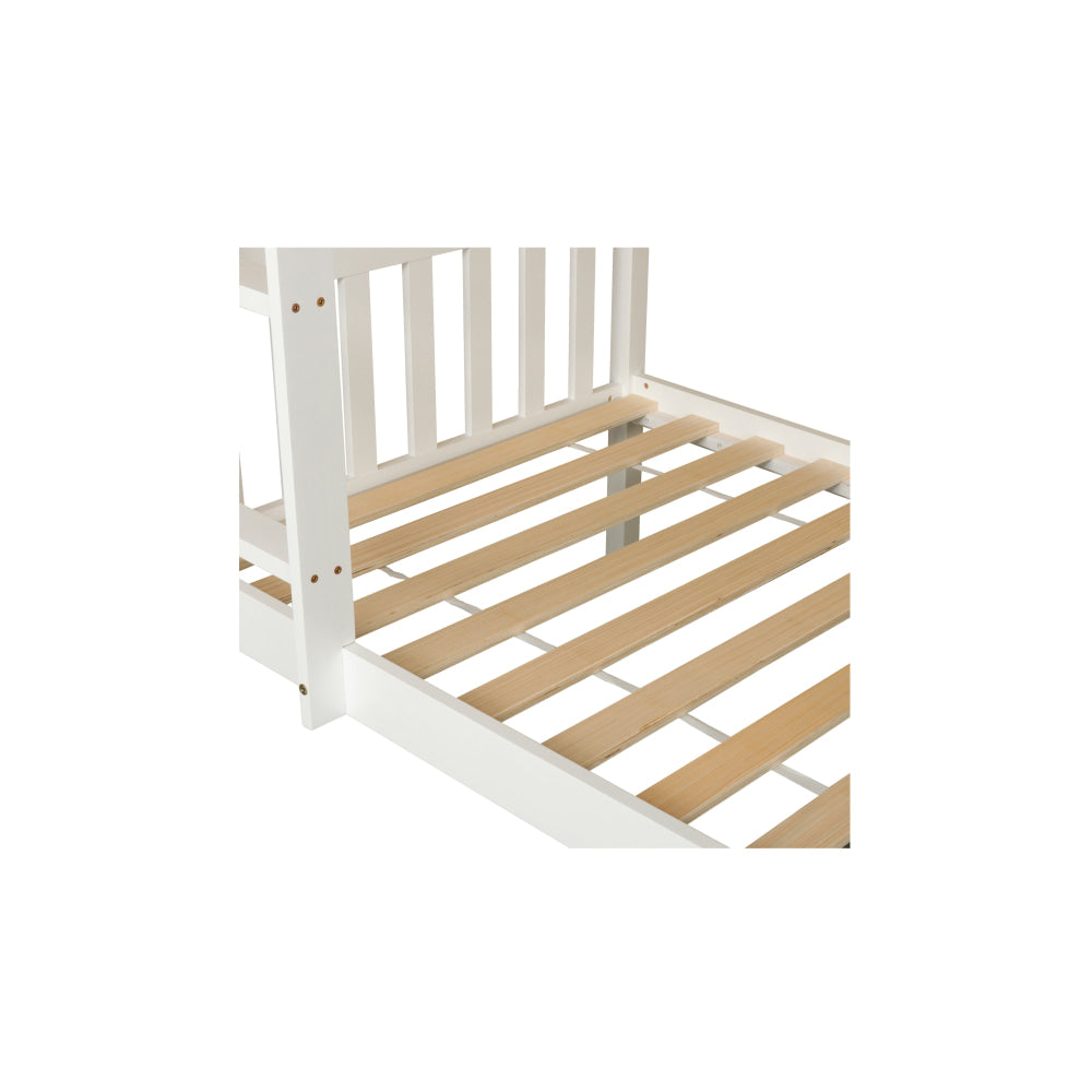 Wooden Timber Solid Pine Single Size Bunk Bed Frame - White Fast shipping On sale